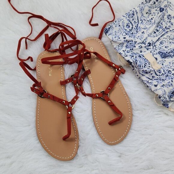Pilcro Leather Red Metal Strap Gladiator Sandals Size 7 - Picture 1 of 5